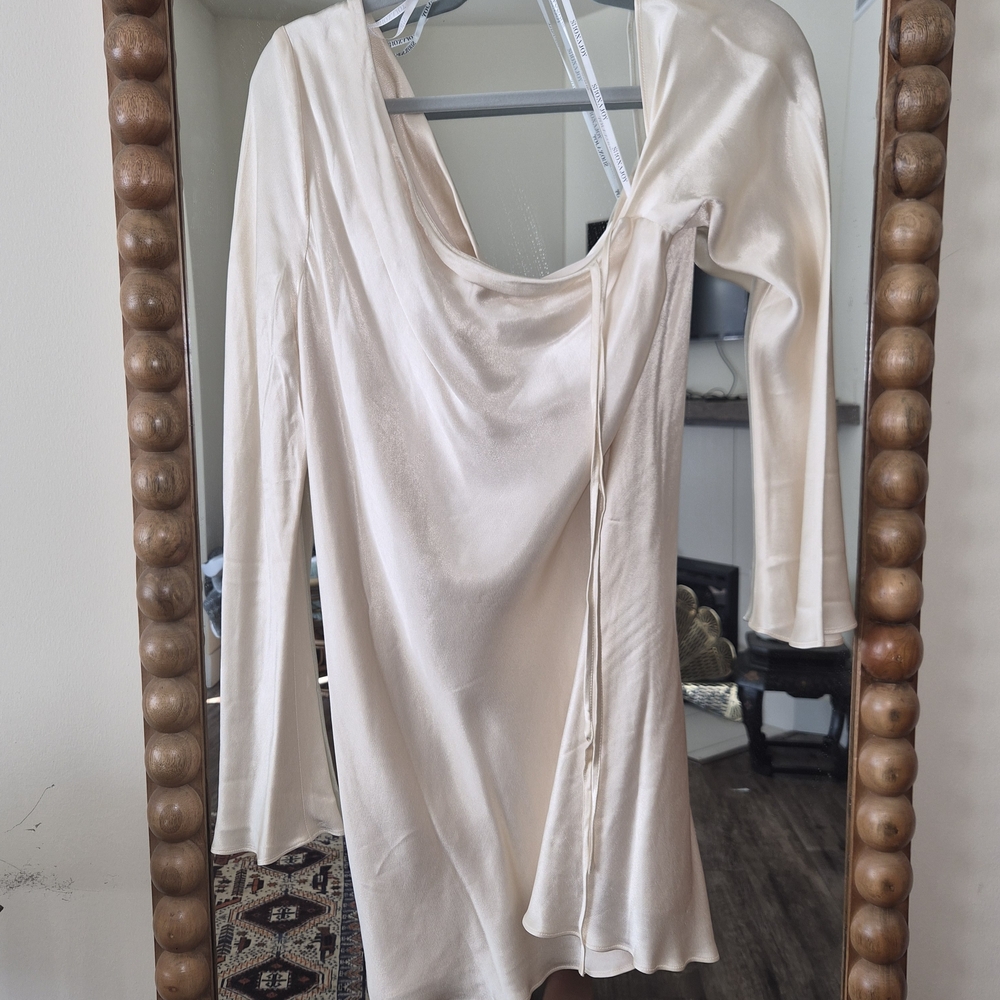 Shona Joy Elegant Cream Long Sleeve Dress